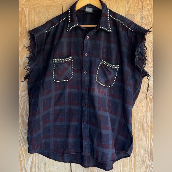 Original studded BESS NY customize oversize flannel OS - Picture 1 of 4